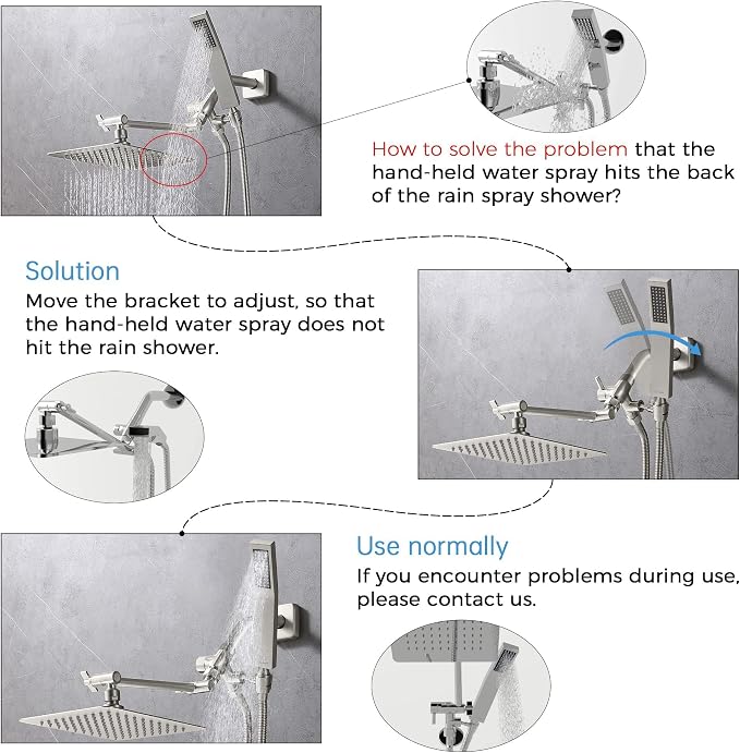 G-Promise All Metal 8 Inch Dual Square Shower Head - Image 9
