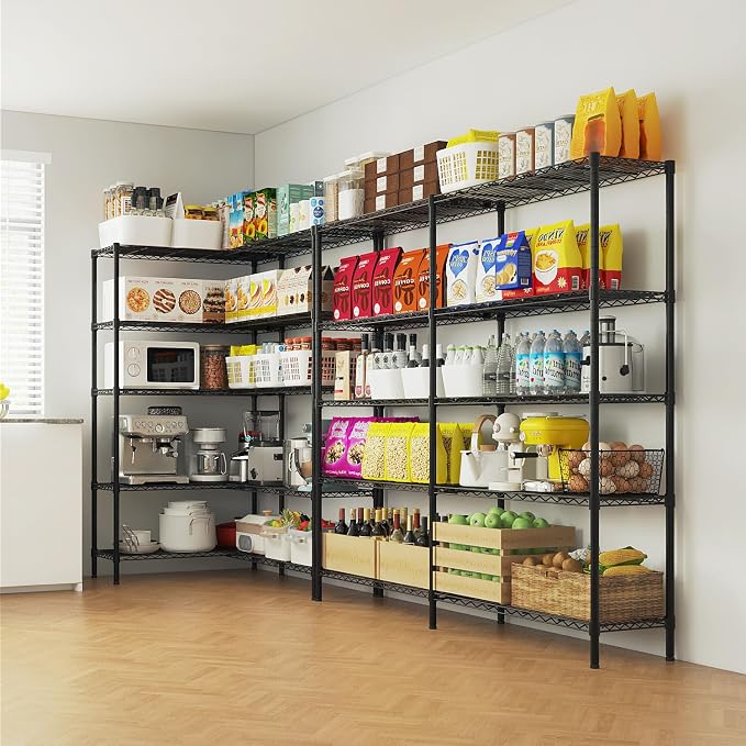 5 Tier Storage Racks Shelving, Heavy Steel Pantry Shelves, Adjustable Wire - Image 6