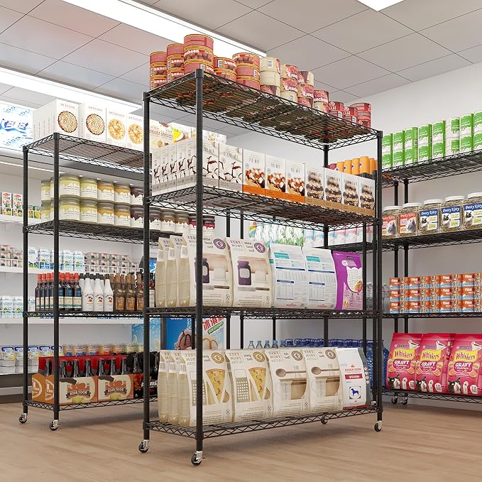4 Tier Storage Racks Shelving, Heavy Steel Pantry Shelves, Adjustable Wire - Image 9