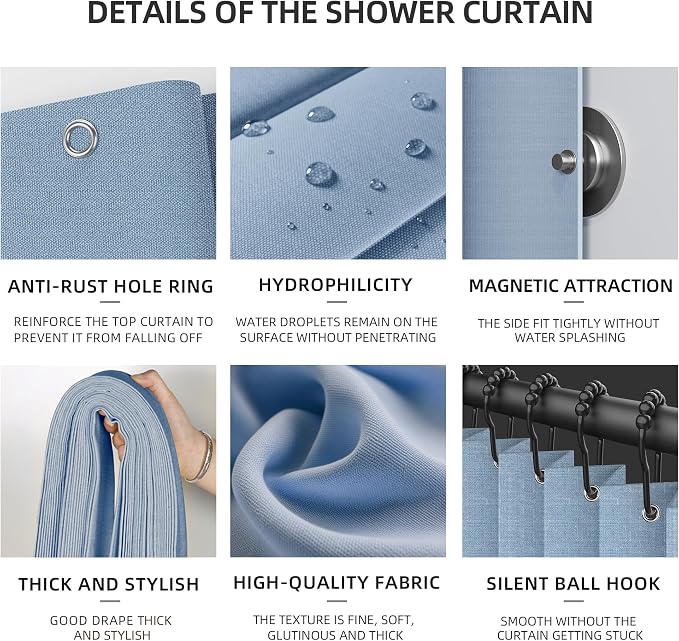 Bathroom Magnetic Folding Shower Curtain, Accordion-Style Shower Curtain - Image 7