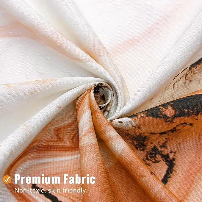 MitoVilla Orange Marble Shower Curtain, Abstract Ombre Fabric Shower Curtains - Image 5