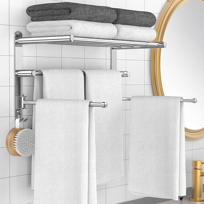 Retractable Towel Rack for Bathroom Stainless Steel Extendable Towel Shelf by Unknown