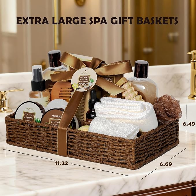 Spa Basket for Women, Coconut Vanilla Bath & Body Set, Christmas & Birthday Gift - Image 8