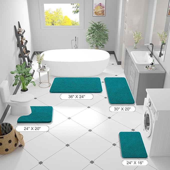 OLANLY Bathroom Rugs 30x20, Extra Soft Absorbent Chenille Bath Rugs, Rubber - Image 2