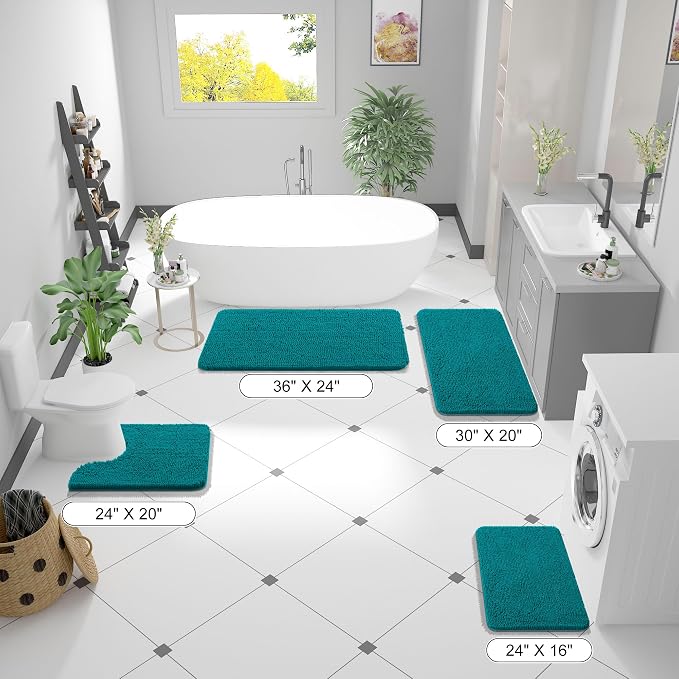 OLANLY Bathroom Rugs 24x16, Extra Soft Absorbent Chenille Bath Rugs, Rubber - Image 3