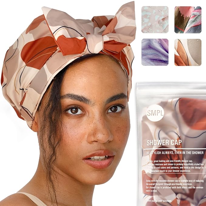 Shower Cap for Women, Fashionable, Waterproof Turban Shower Cap for Long Hair by SMPLobjects