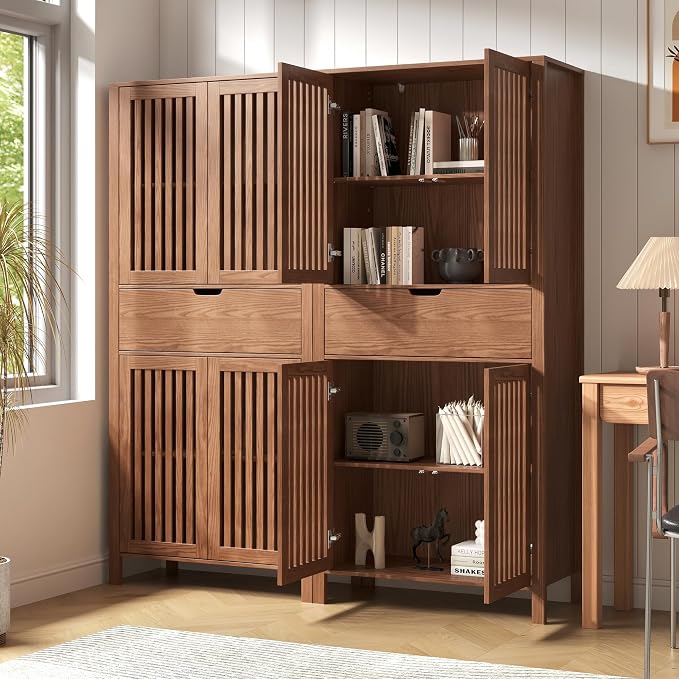 Set of 2 Rustic Brown 69" Tall Farmhouse Storage Cabinet - Image 5