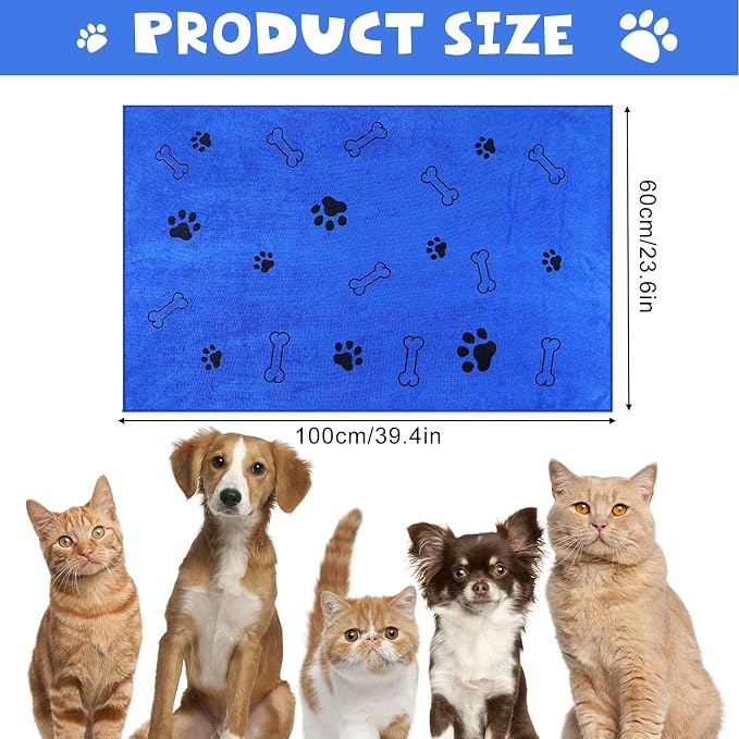 Chumia 4 Pcs Dog Towels for Drying Dog Puppy Bulk Microfiber Absorbent Paw - Image 2