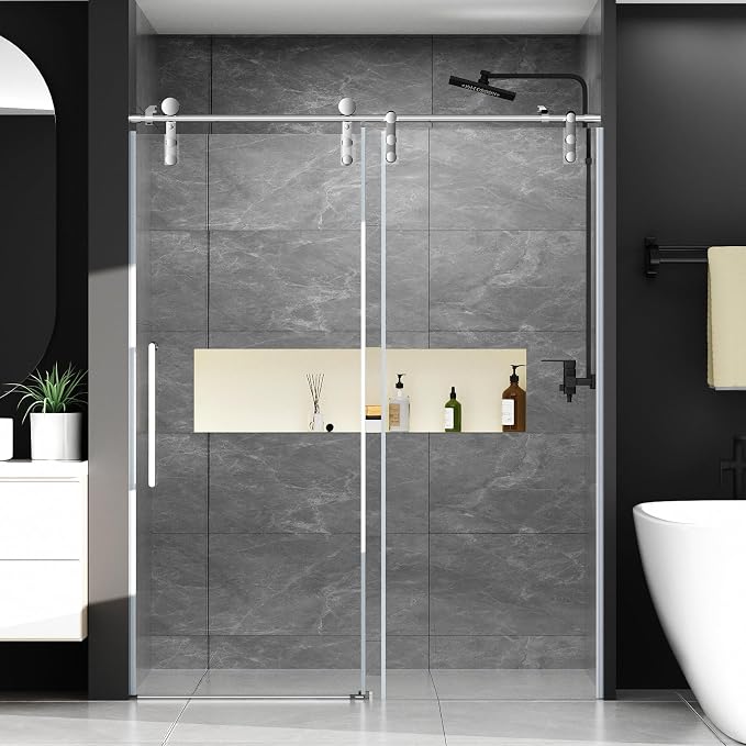Chabatree Shower Door 60" W x 76" H Frameless Sliding Shower Door, Frameless - Image 2