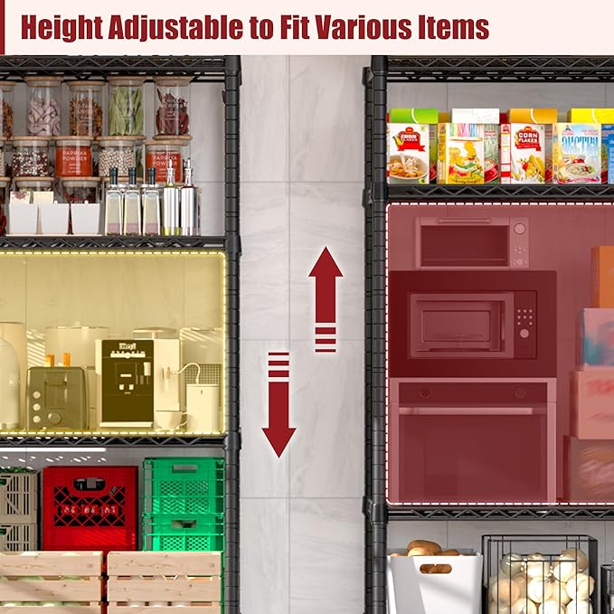 PrimeZone 4 Packs 55.5" W x 24" D x 80" H Heavy Duty Wire Storage Shelves - Image 5