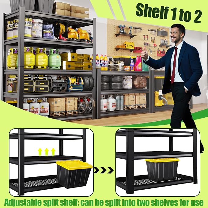 Garage Shelving, Heavy Duty Garage Storage Shelves, Metal Shelving Unit - Image 5