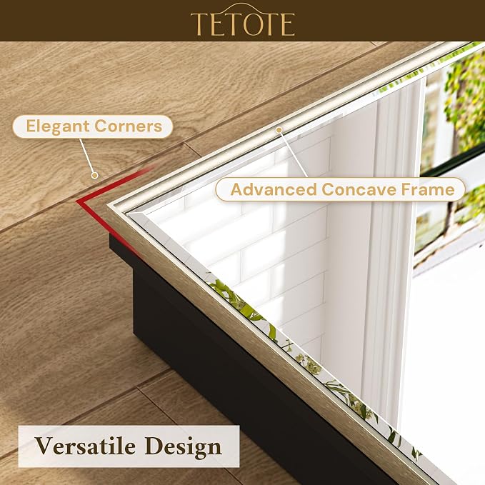 TETOTE 48" x 30" Brushed Nickel Medicine Cabinet Mirror - Image 7