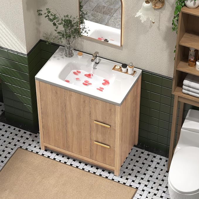 32 Inch Bathroom Vanity with Sink, Bathroom Vanity Cabinet with Single Sink - Image 3