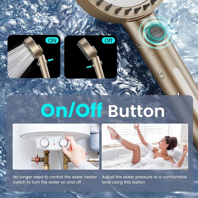 Filtered Shower Head with Handheld, High Pressure 4 Spray Mode Showerhead with - Image 6