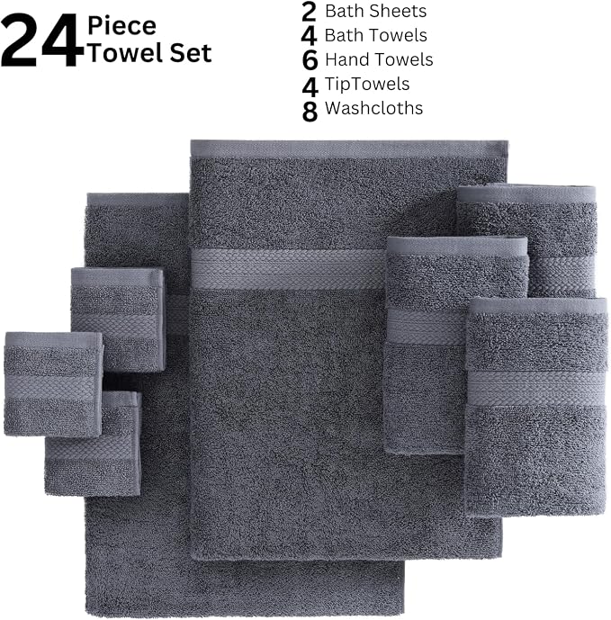 LANE LINEN 100% Cotton Bath Towels Set - Image 6