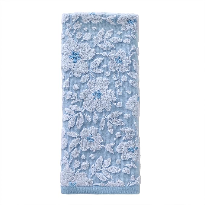 SKL Home Floral Jacquard Hand Towel Set, Sky Blue - Image 3