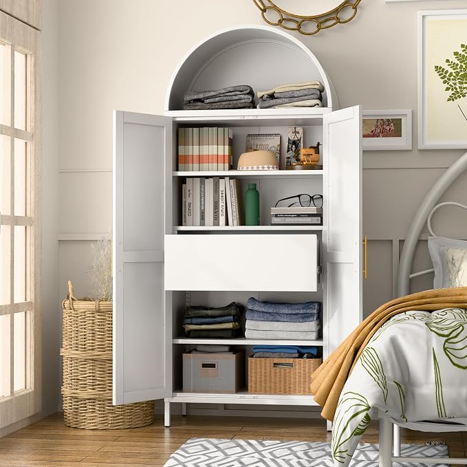 73'' Tall Metal Arched Cabinet, Modern Arch Bookcase Display Cabinet - Image 2