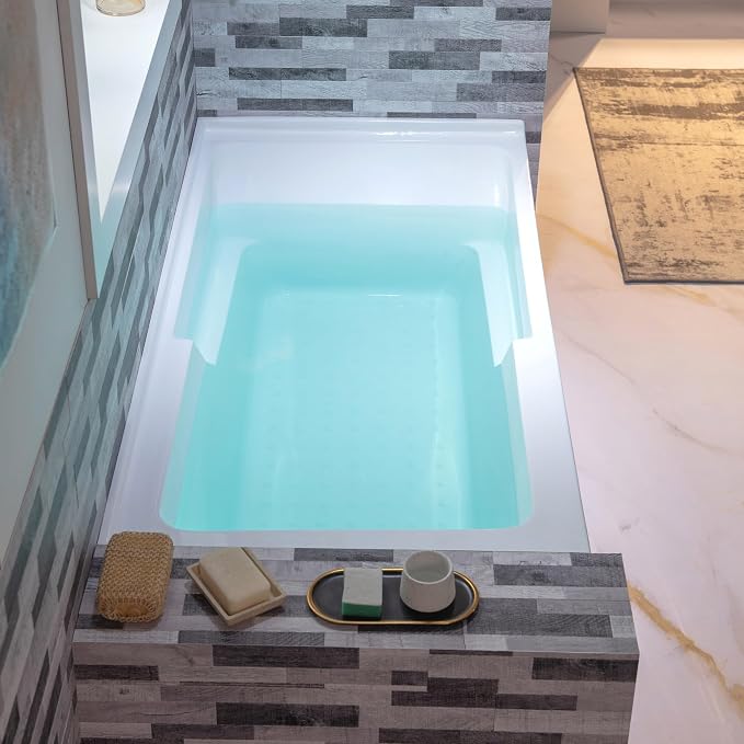 WOODBRIDGE 60" Acrylic Rectangular Alcove Soaking Bathtub in White - Image 9