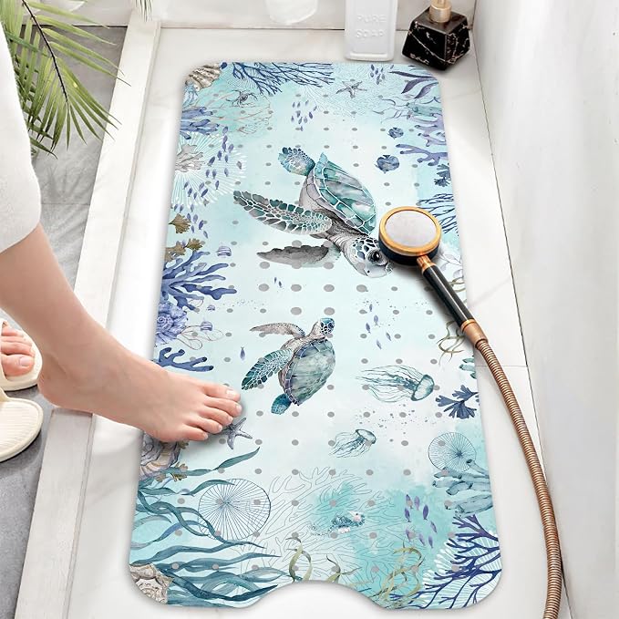 Bathtub Mat Non Slip, Turtle Extra Long Bath tub Mat Shower Floor Mat - Image 6