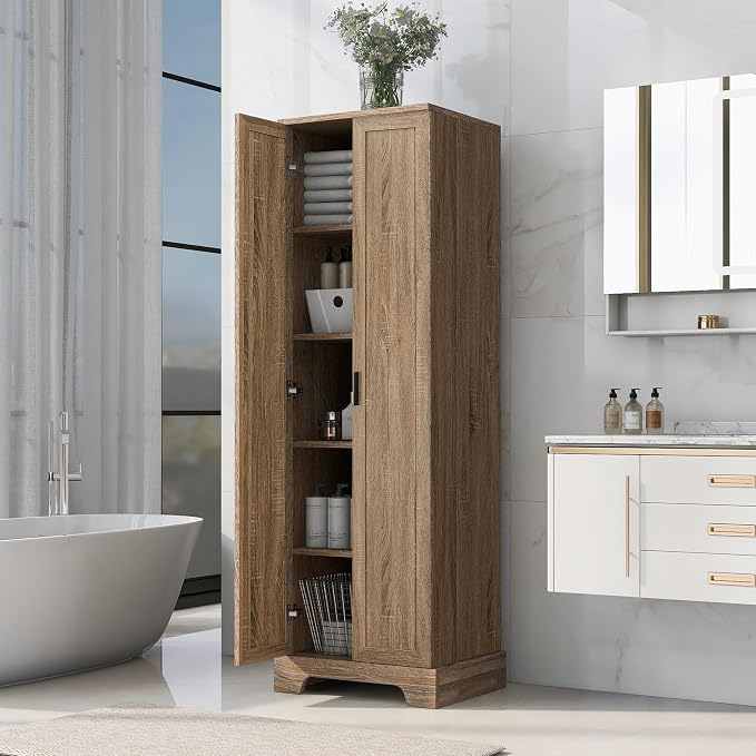71" Tall Bathroom Storage Cabinet, Freestanding Linen Cabinet by Unknown