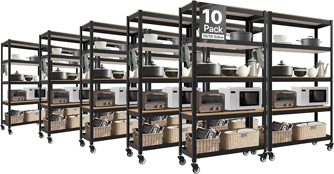 HOMEDANT House 5-Tier Metal Rolling Cart Shelf Rack Casters Heavy Duty by TheBestOrganizingSolution