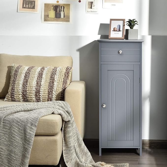 DORTALA Bathroom Floor Cabinet, Free-Standing Wooden Floor Storage Cabinet - Image 8