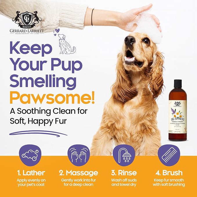 Dog Shampoo and Conditioner De-Stress Lavender & Chamomile 16 Fl Oz Dog Shampoo - Image 4