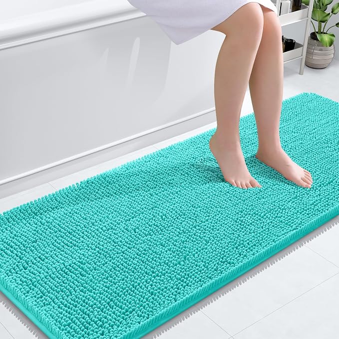 OLANLY Bathroom Rugs 59x24, Extra Soft Absorbent Chenille Bath Rugs, Rubber by OLANLY