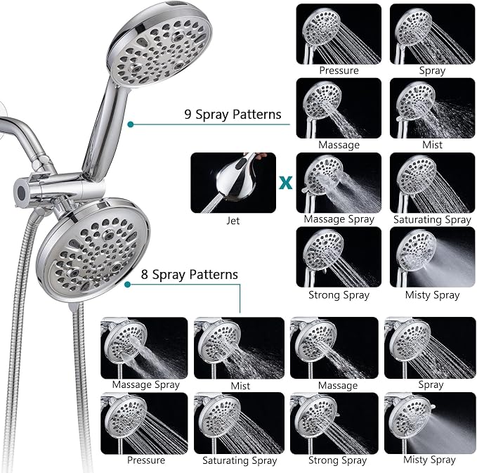 PROOX 3 Handle Tub Shower Faucet Set, Dual shower head Combo - Image 4
