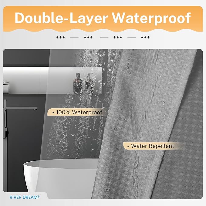 River Dream Grey Shower Curtain - Image 3