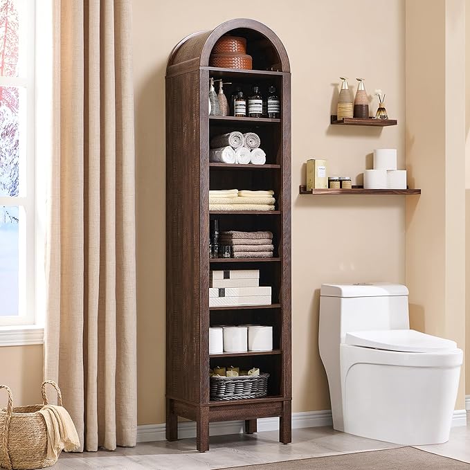 71" Tall Arched Bathroom Storage Cabinet, 8-Tier Modern Farmhouse Storage by IFBUYFarmhouseFurniture