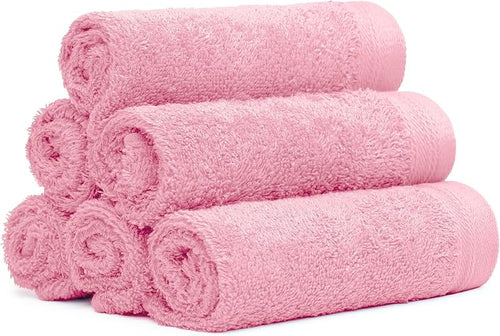 100% Cotton Washcloths Set 13” x 13” | Pink Rose Towels | Set of 6 Ultra Soft - Image 2