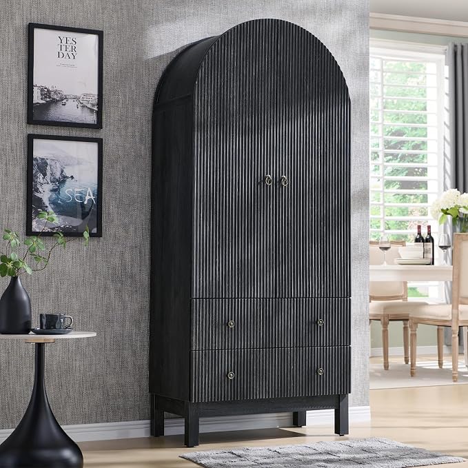 71" Tall Arched Bathroom Storage Cabinet, Modern Fluted Cabinet Storage - Image 6