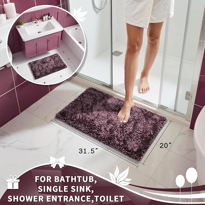 Yimobra Chenille Bathroom Rugs Non Slip, Extra Thick Soft Absorbent Bath Rug - Image 4