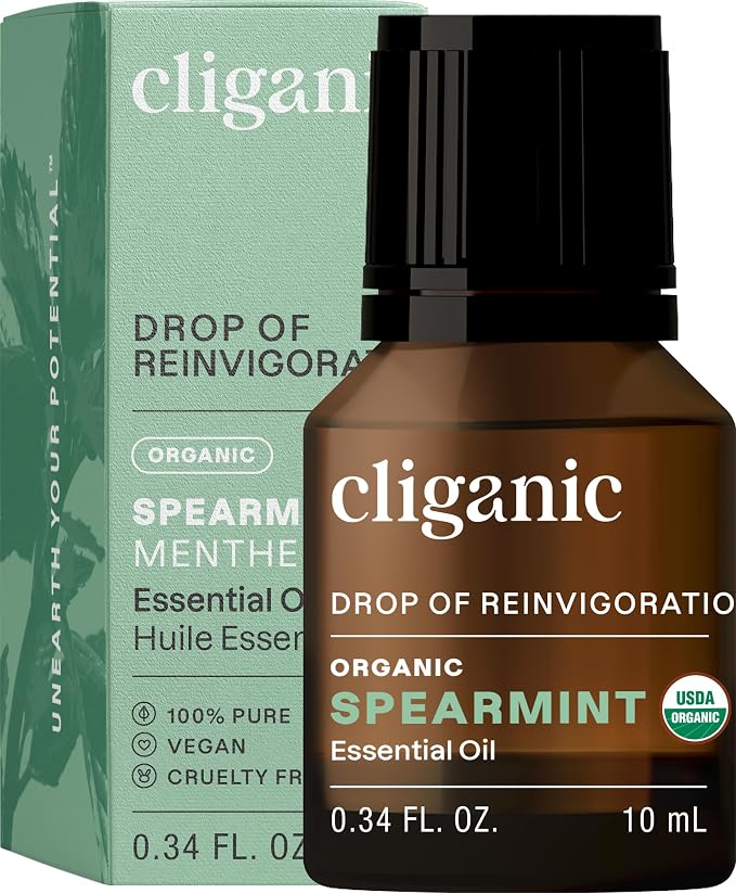 Cliganic USDA Organic Spearmint Essential Oil, 100% Pure Natural Undiluted by Cliganic