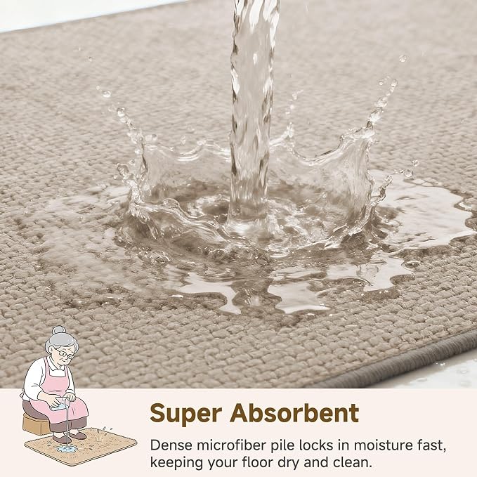 GRANNY SAYS Khaki Bathroom Rugs, Soft Chenille Bathroom Mat, Absorbent Bath - Image 6
