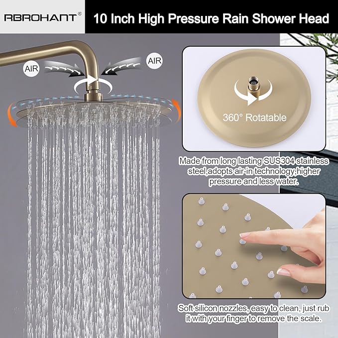 RBROHANT Outdoor Shower, Wall Mount Outdoor Shower Kit, Outside Shower Faucet - Image 5