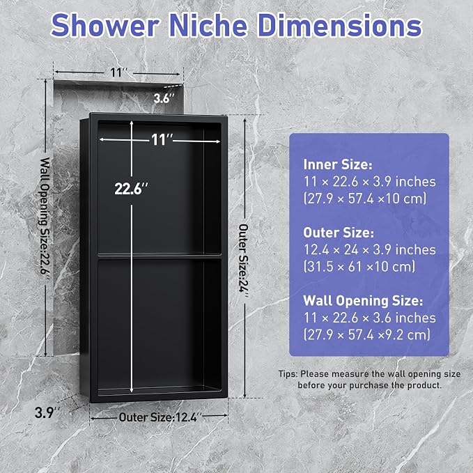 Shower Niche No Tile Needed, Recessed 2-Tier Wall Niche Shelf - Image 2