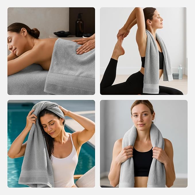 REDKISS Grey Towel Set of 8-100% Cotton Luxury Bath Towels Set - Image 8