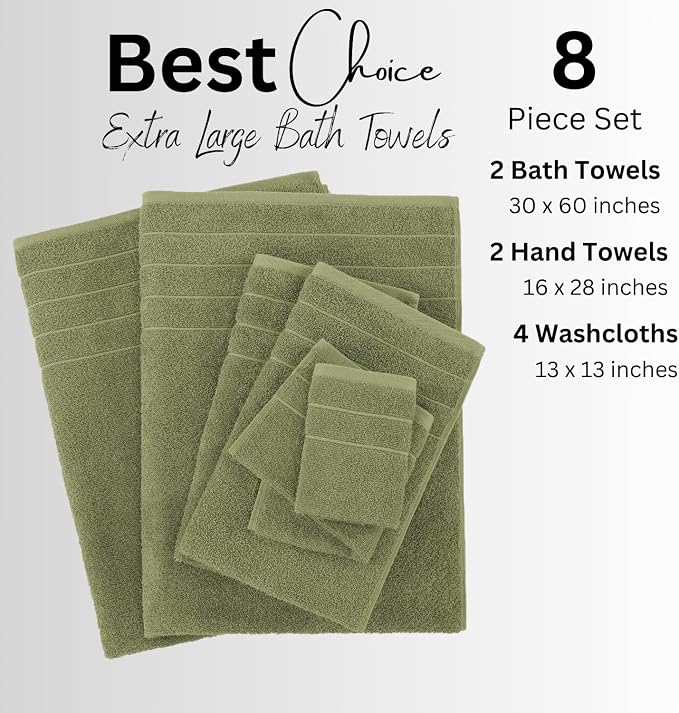 Casa Platino 100% Cotton 8 Piece Bath Towel Set - Image 4