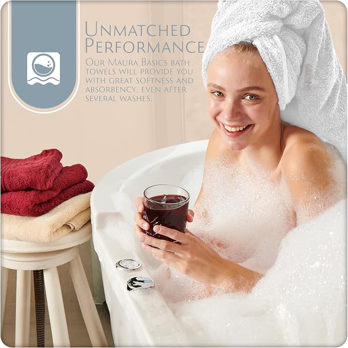 MAURA Basics Performance Bath Towels 100% Turkish Cotton - Image 6