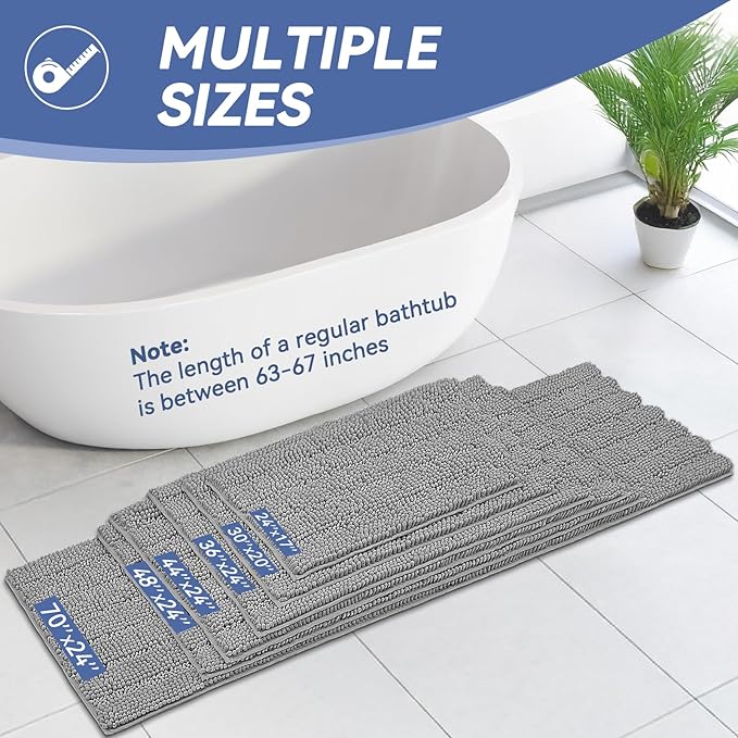 Bcoimo 48"×24" Chenille Bath Mat – Non-Slip - Image 2