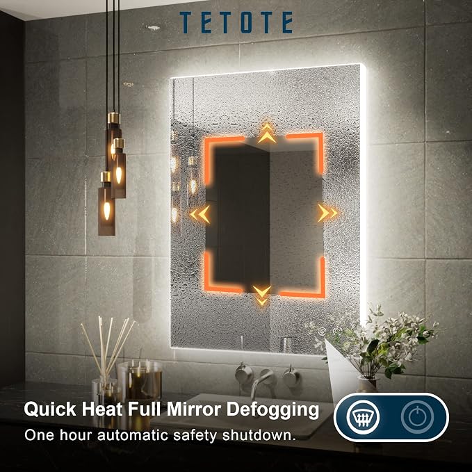 TETOTE Backlit Mirror for Bathroom, 20x28 Inch Vanity Mirror - Image 4