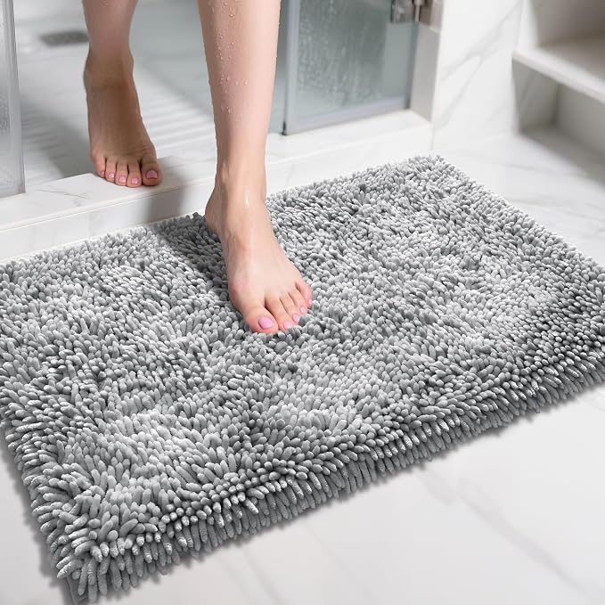 Yimobra Chenille Bathroom Rugs Non Slip, Extra Thick Soft Absorbent Bath Rug by Yimobra