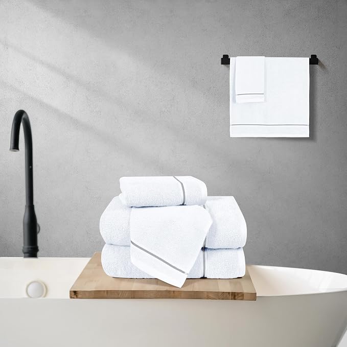 MyOwn Ultra Soft 6 Pack Cotton Towel Set, Contains 2 Bath Towels 28x55 inch - Image 4