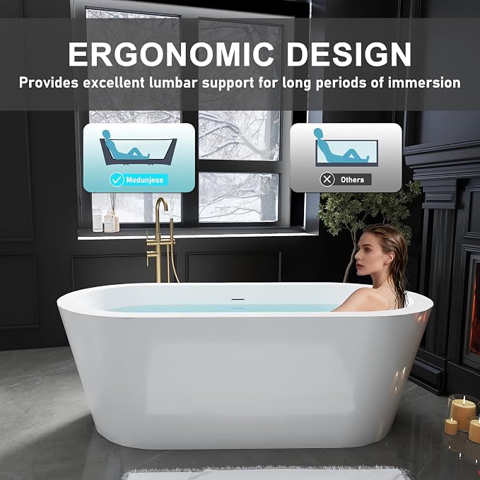67" Acrylic Freestanding Bathtubs, Stand Alone Tub, Soaking Tubs - Image 5