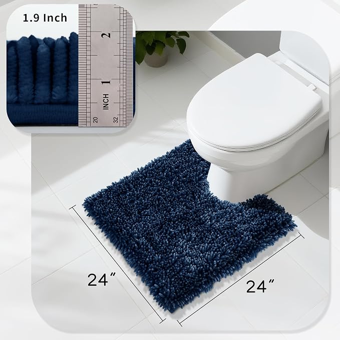 Yimobra Toilet Rugs U Shaped Washable, Extra Thick Soft Absorbent Chenille - Image 2