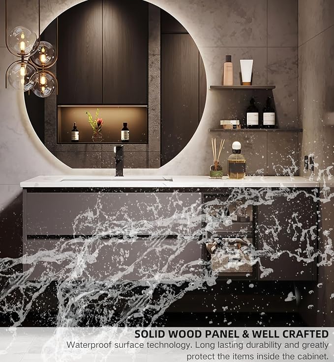 52IN Bathroom Vanity with Sink, Floating Modern Bathroom Vanity Include LED - Image 4