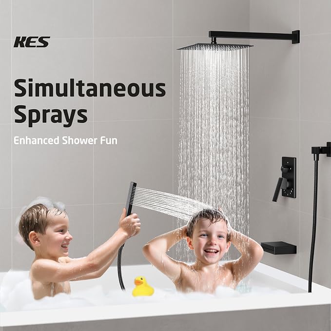 KES Shower System with Tub Spout, Matte Black Shower Faucet Set Complete 10 - Image 2