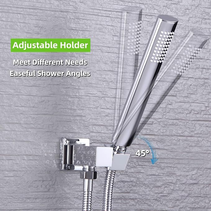 Angle Simple Wall Union with Shower Head Holder, Brass Swivel Shower Wand - Image 4